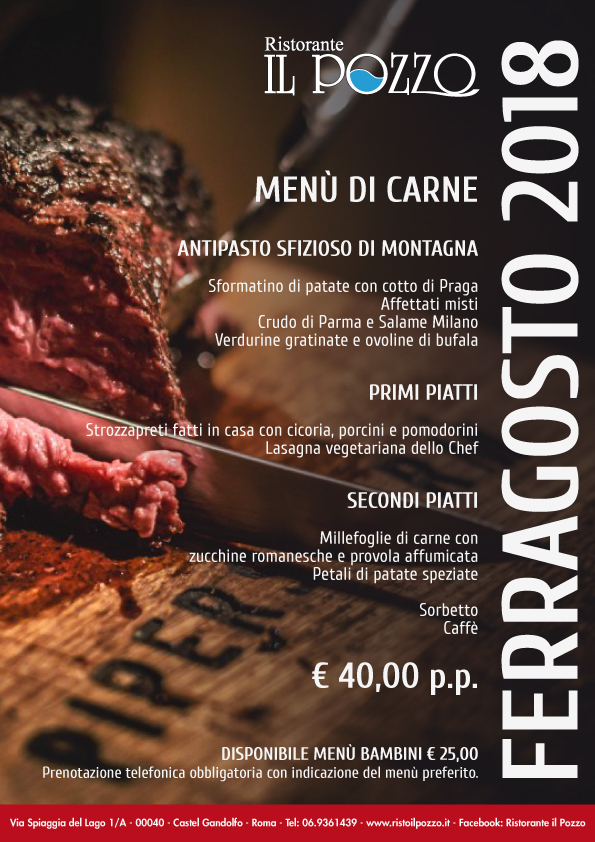 ferragosto a castel gandolfo: menu base carne